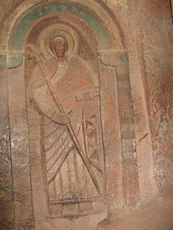 A Monk curved from rock, 2 , Lalibela