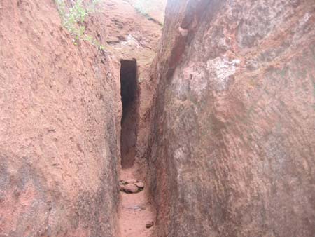 Rocks are cut for passage in Lalibela